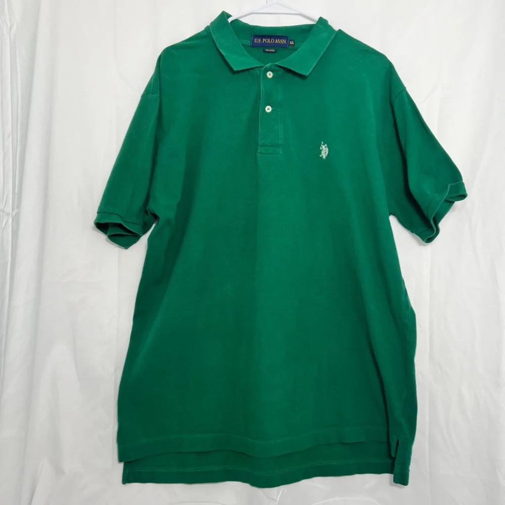 U.S. Polo Assn Mens XL Green Polo Shirt Short Sleeve Cotton Classic Logo